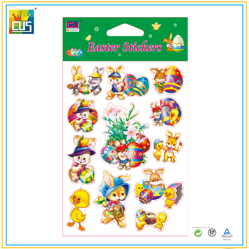 Easter party decoration Promotional Gifts Cute Cartoon Laser Foil Stickers for Kids