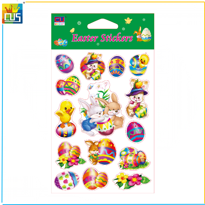 Easter party decoration Promotional Gifts Cute Cartoon Laser Foil Stickers for Kids