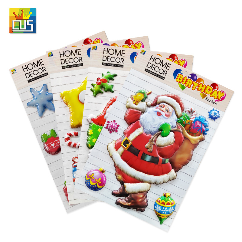 christmas snowman Santa Claus window stickers cartoon wall decals kids room shop bedroom decor removable waterproof sticker