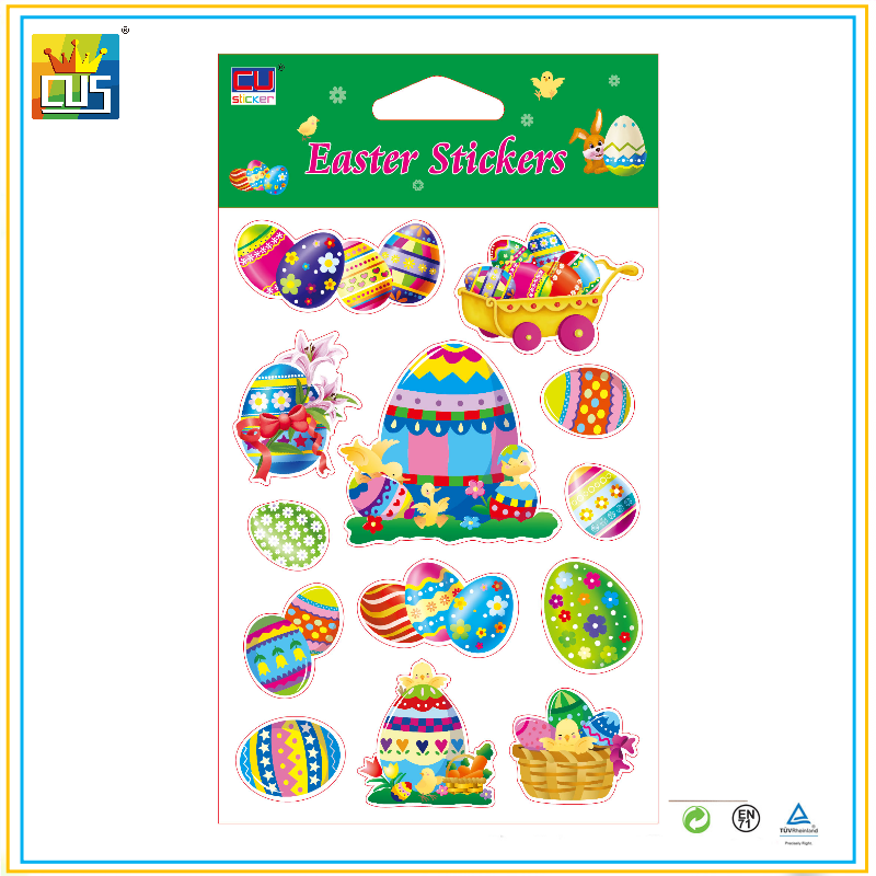 Easter party decoration Promotional Gifts Cute Cartoon Laser Foil Stickers for Kids