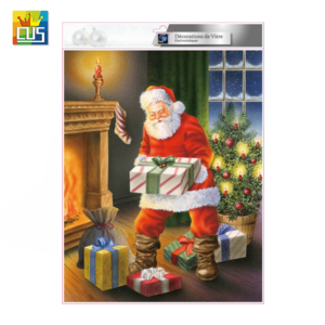 christmas tree santa claus with candlelight vinyl static cling window stickers for christmas window decoration