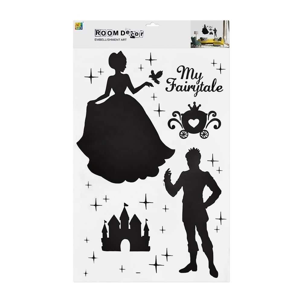 Princess and Prince Gold Foil Wall Sticker for Kid's Room Decoration with Environmentally Friendly PP Materials Printed