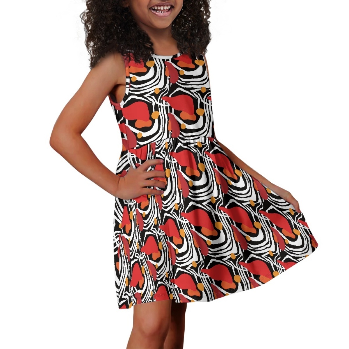 Sundress With Pocket Summer Party Fashion Custom african Ankara kitenge Print designs Dress For Kids Girl 2 to 14 years old