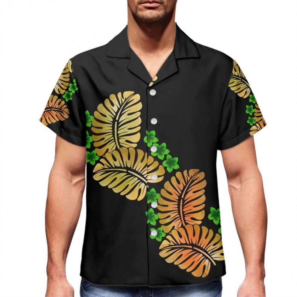 Wholesale Summer Short Sleeve Tropical Shirt Polynesian Tribal Clothing Samoan Tapa Print Shirts Aloha Hawaiian Men Shirts 2023