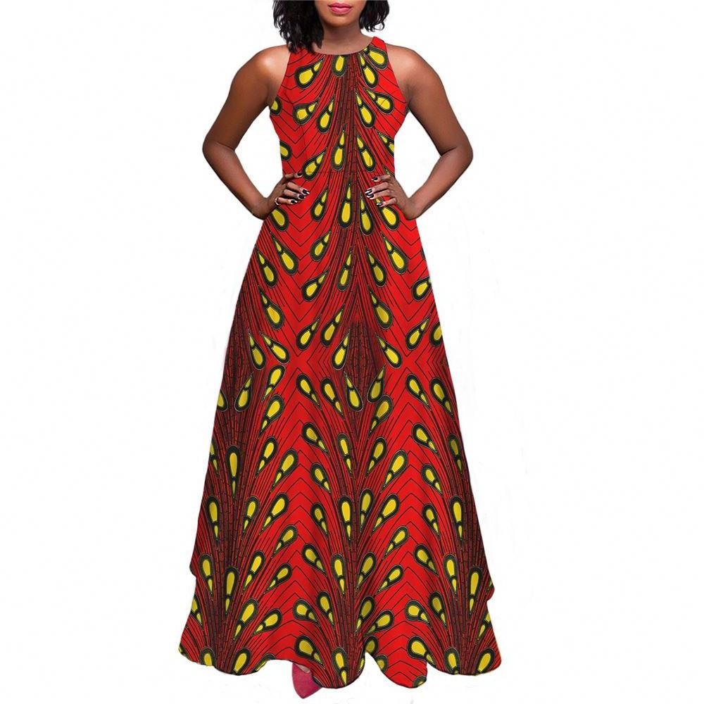 African Kitenge Designs Maxi Dress Ladies Tank Top A-line Fashion Sleeveless Sundress For Women Lady Elegant Party Prom Dress