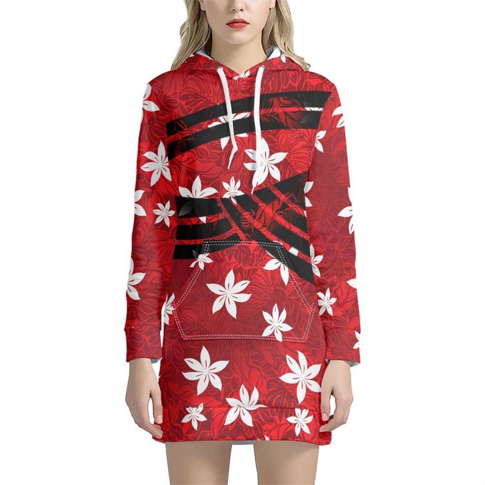 Long Hoodie Dress For Women Casual Polynesian Tribal Samoa Print Custom Pullover Fall Winter Lightweight hoodie dress wholesale