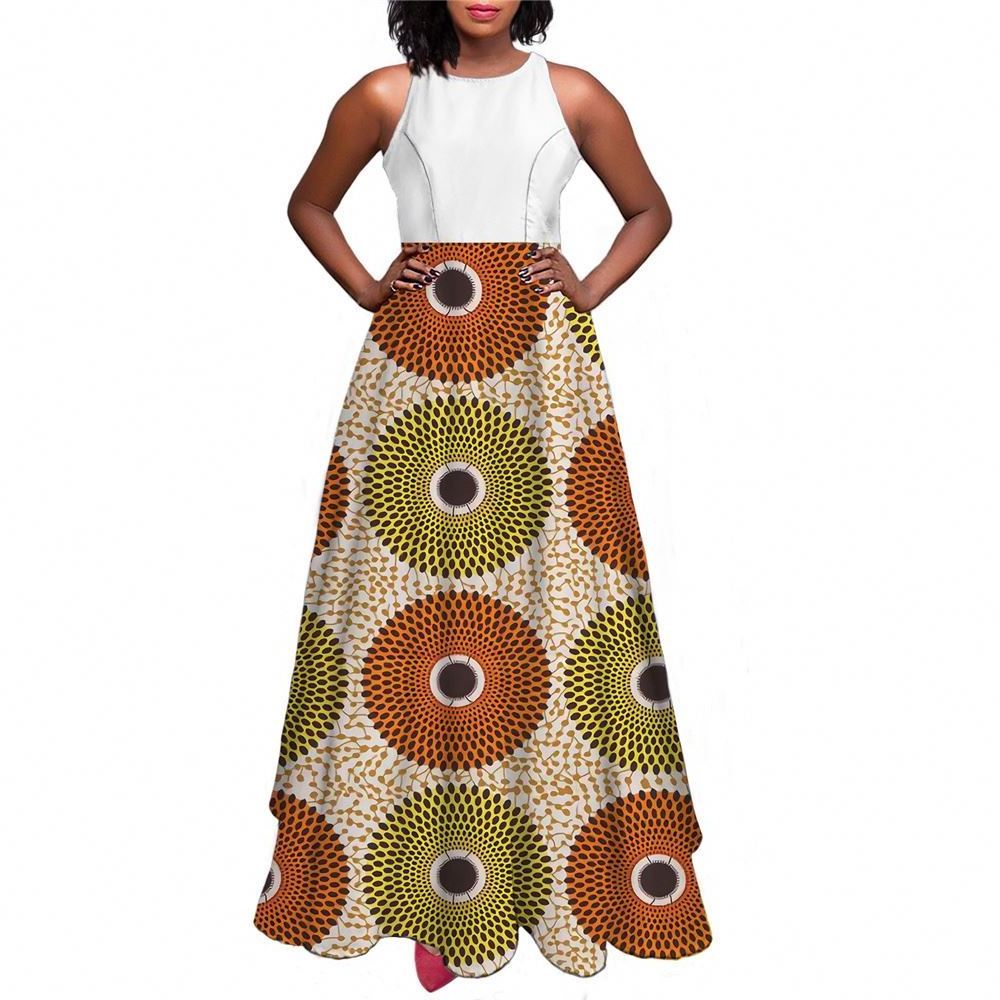 African Kitenge Designs Maxi Dress Ladies Tank Top A-line Fashion Sleeveless Sundress For Women Lady Elegant Party Prom Dress