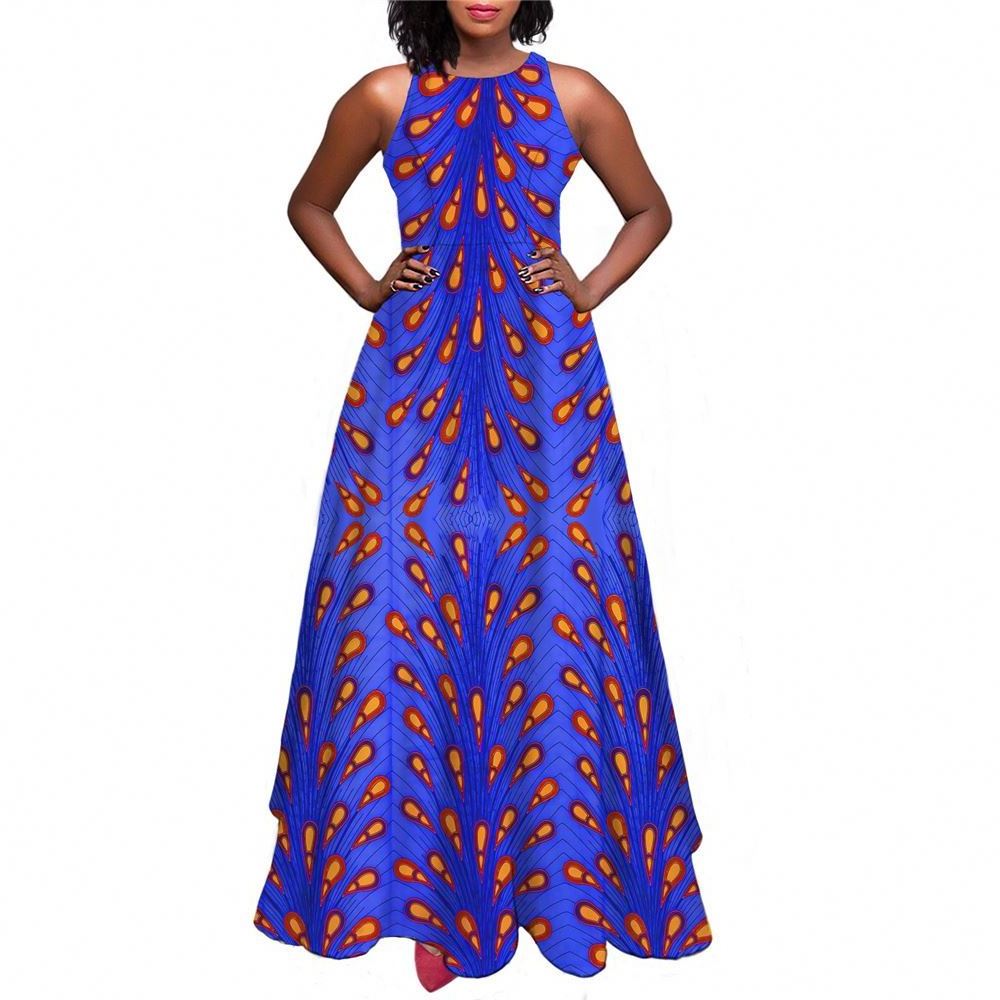 African Kitenge Designs Maxi Dress Ladies Tank Top A-line Fashion Sleeveless Sundress For Women Lady Elegant Party Prom Dress