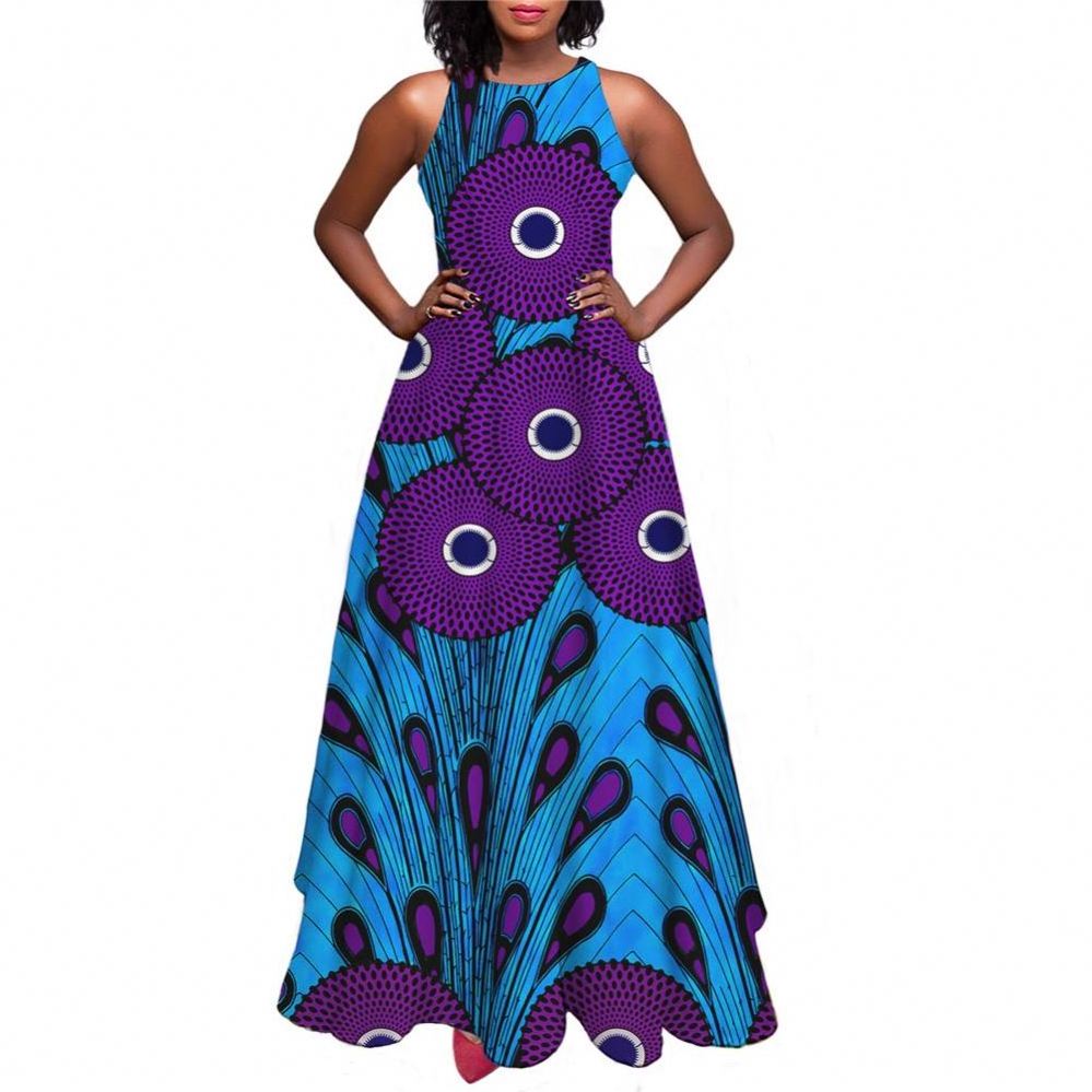 African Kitenge Designs Maxi Dress Ladies Tank Top A-line Fashion Sleeveless Sundress For Women Lady Elegant Party Prom Dress