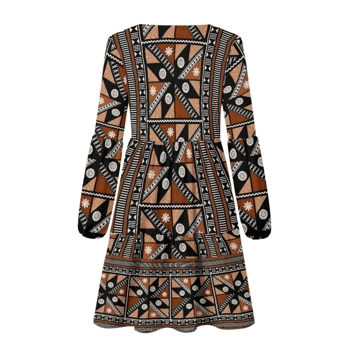 Wholesale Fall Elegant Evening Party Tunic Long Sleeve Tiered Ruffle Polynesian Tribal Clothing Samoa Fijian dresses For Women