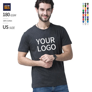 Wholesale US Size 180 Gsm 100% Cotton Plain Tee Unisex Clothing Custom Logo Men's Cotton T Shirt