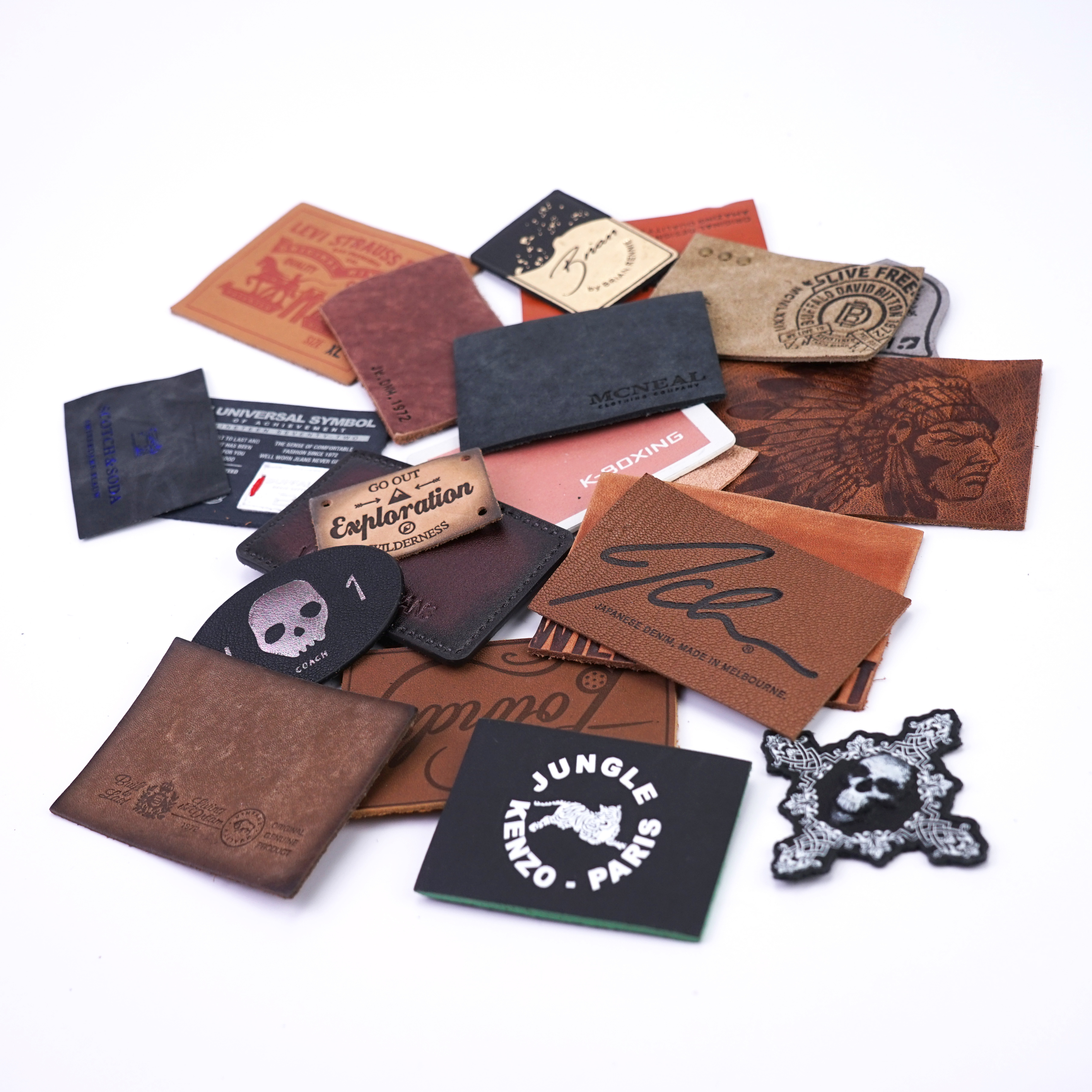 High Quality Hot Stamping Custom Logo Embossed Real Leather Label Patches for Jeans and Bags