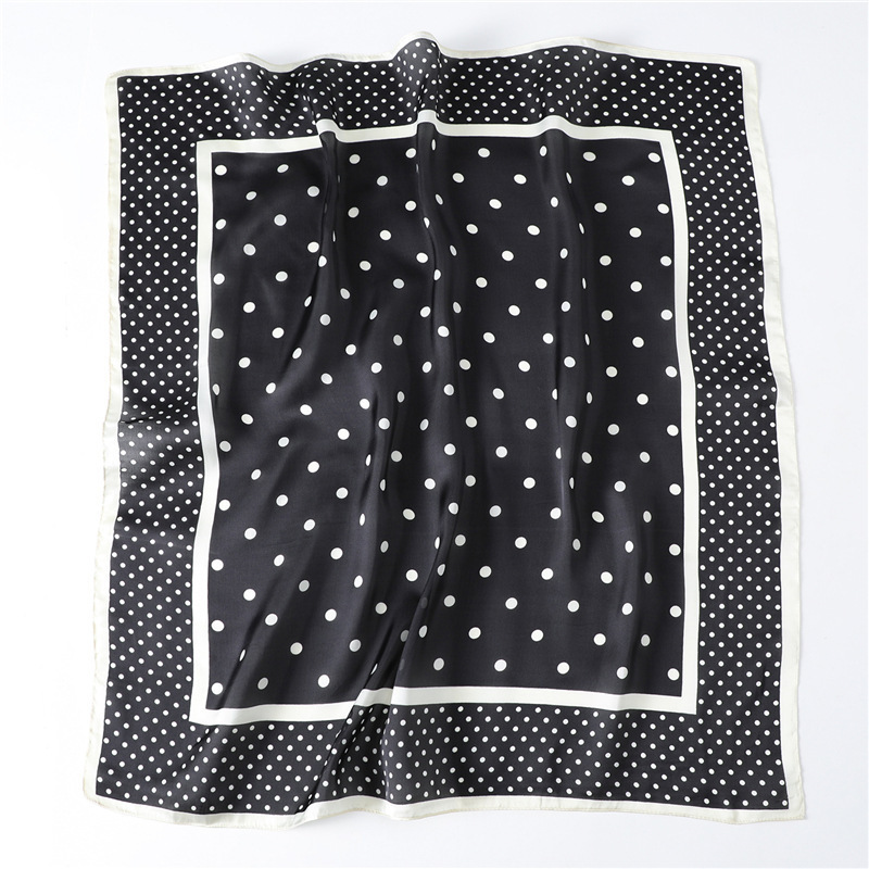 70x70 Cm Large Silk Hair Black White Scarves Dyeing Logo Neck Digital Printing Hijab Rectangle Square Satin Scarf