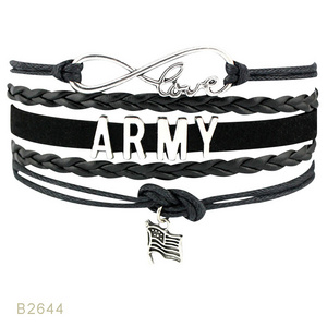 Factory Custom Made Personalized Army Bangles Army Wife Mom Bracelet for Women