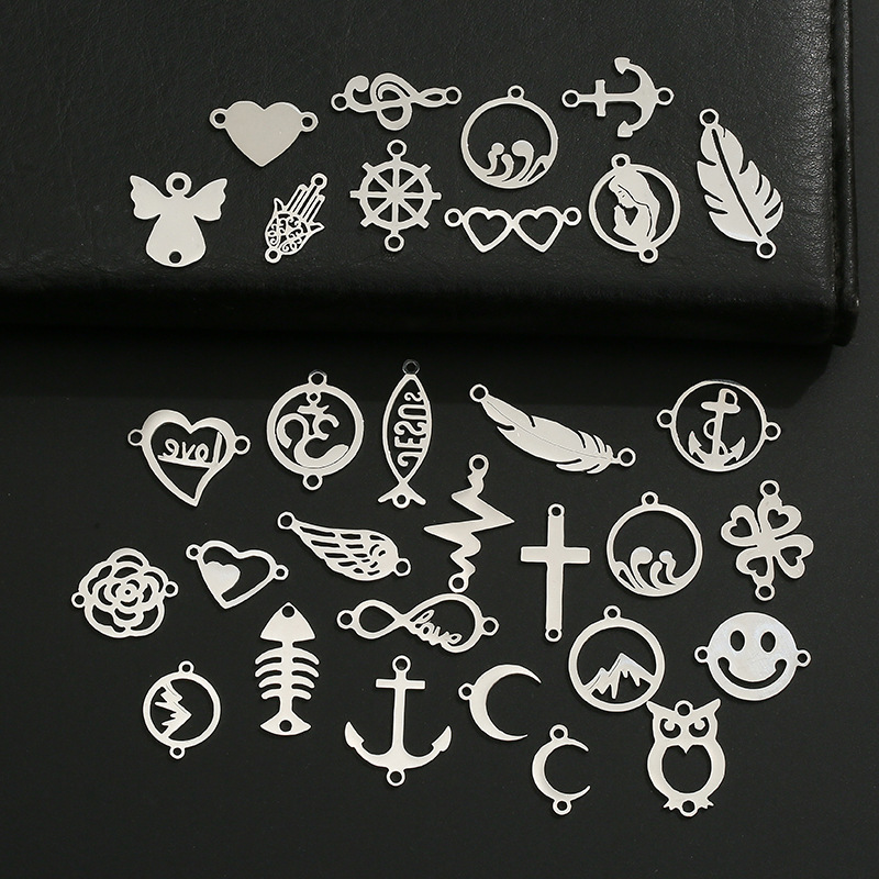 stainless steel horseshoe key lotus mermaid star paw starfish cat shoe bag keychain charms for jewelry making necklace pendant