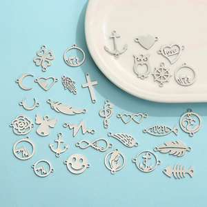 stainless steel horseshoe key lotus mermaid star paw starfish cat shoe bag keychain charms for jewelry making necklace pendant