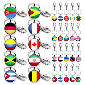 Manufacturer 233 Countries Flag Keychain National Country Flag Key Ring Souvenir Promotion Gift Glass Dome Cabochon Key Chain