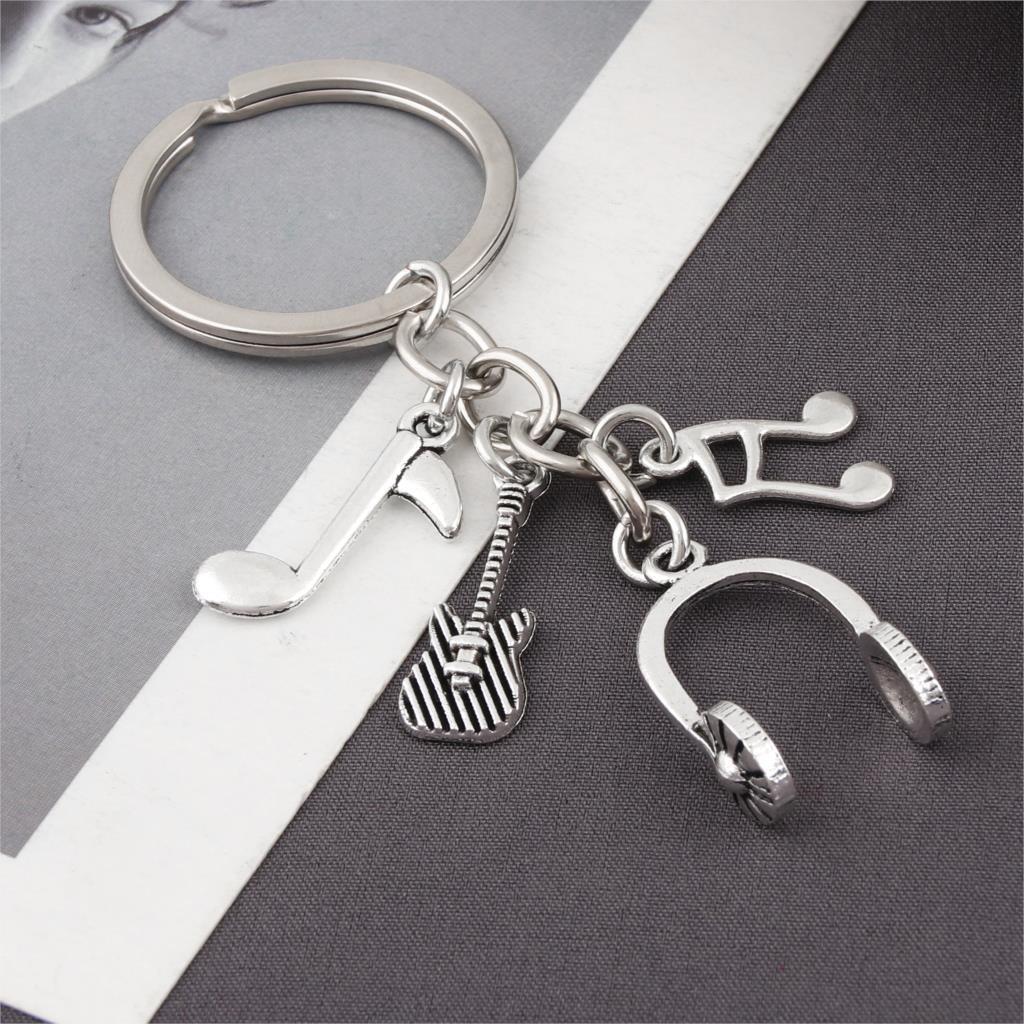 Pop DJ Rock Band Music Lover Cassette Microphone Headphone Music Note Guitar Jazz Drum Kit Music Pendant Bag Key Chain