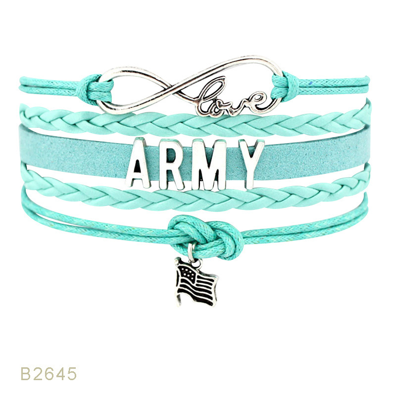 Factory Custom Made Personalized Army Bangles Army Wife Mom Bracelet for Women