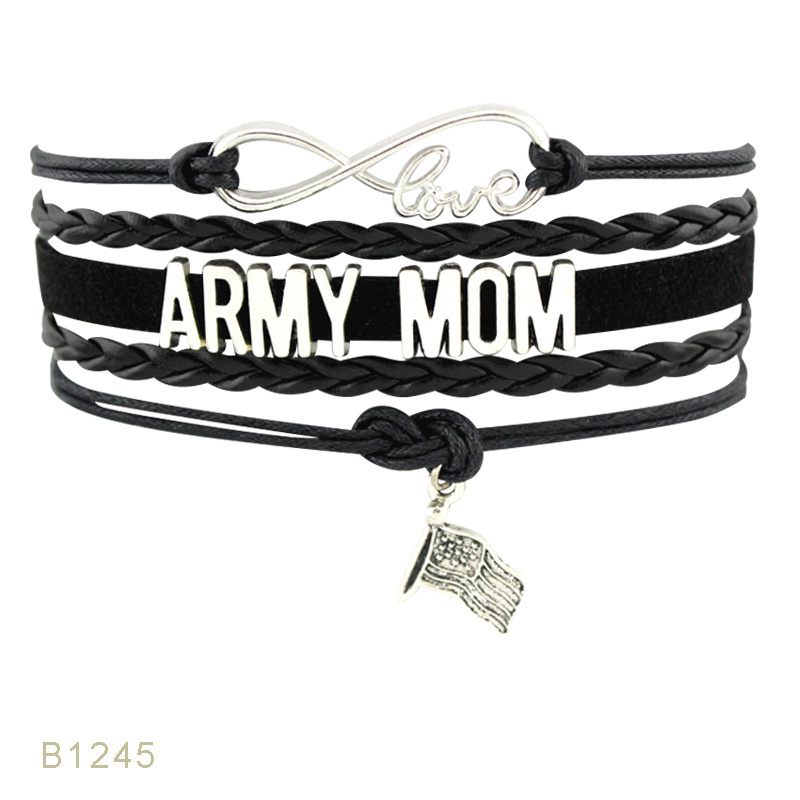 Factory Custom Made Personalized Army Bangles Army Wife Mom Bracelet for Women