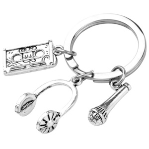 Pop DJ Rock Band Music Lover Cassette Microphone Headphone Music Note Guitar Jazz Drum Kit Music Pendant Bag Key Chain