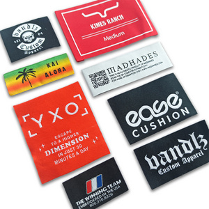 Custom Clothing Tags Black Adhesive Fabric Tags Garment labels For Clothing Woven Labels