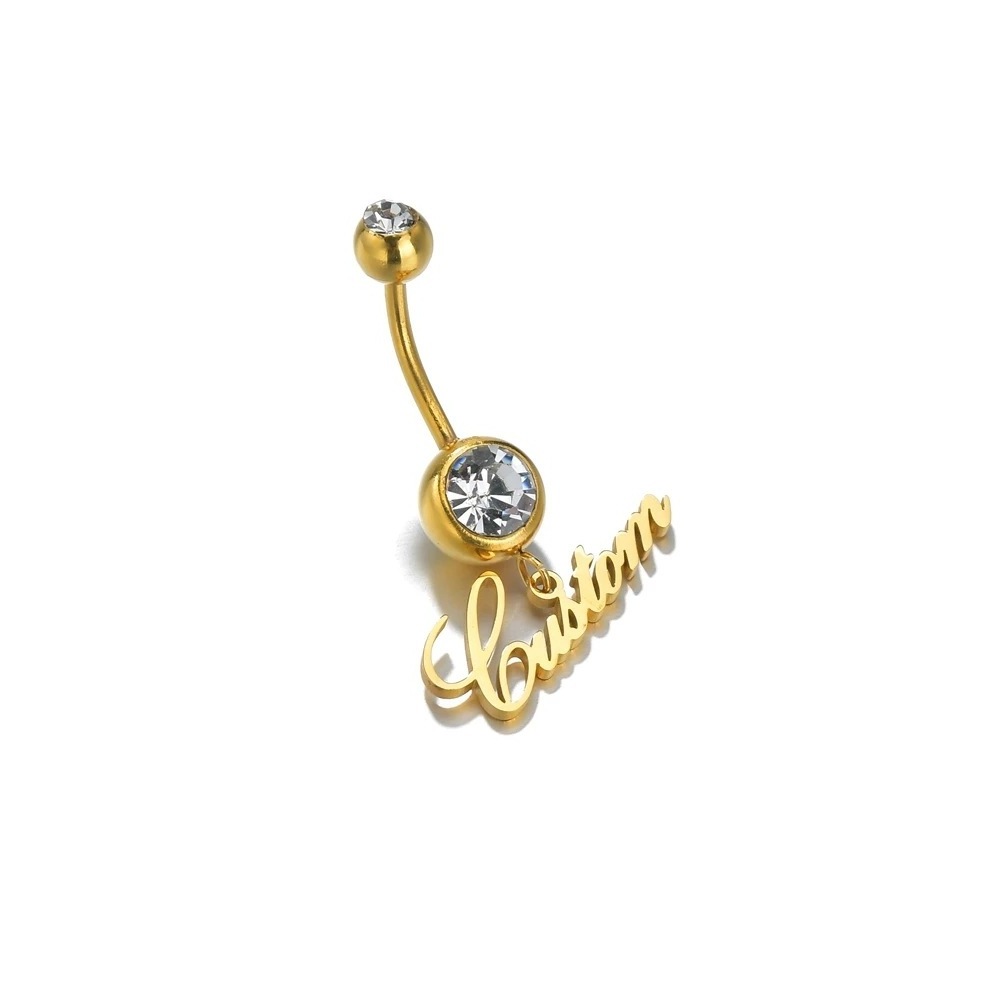 Custom Belly Button Rings Letter Custom Personalized Belly  Rings Surgical Stainless Steel Navel Piercings Body Jewelry for Wome