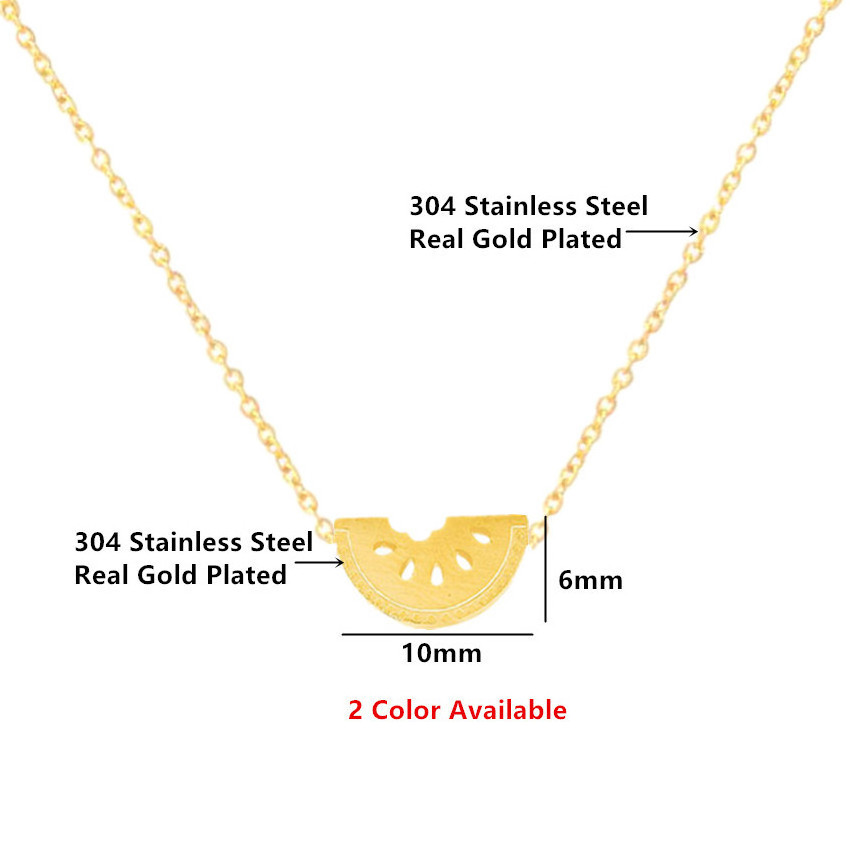 Qiuhan OEM Fashion Cute Fruit Charm Pendant Necklace 18K Gold Plated Waterproof Stainless steel Jewelry