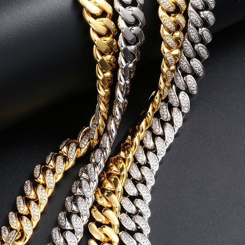 Gold Silver Plated Party Gift For Man And Woman Micro Setting Zircon  Hip-hop Cuban Copper Chain