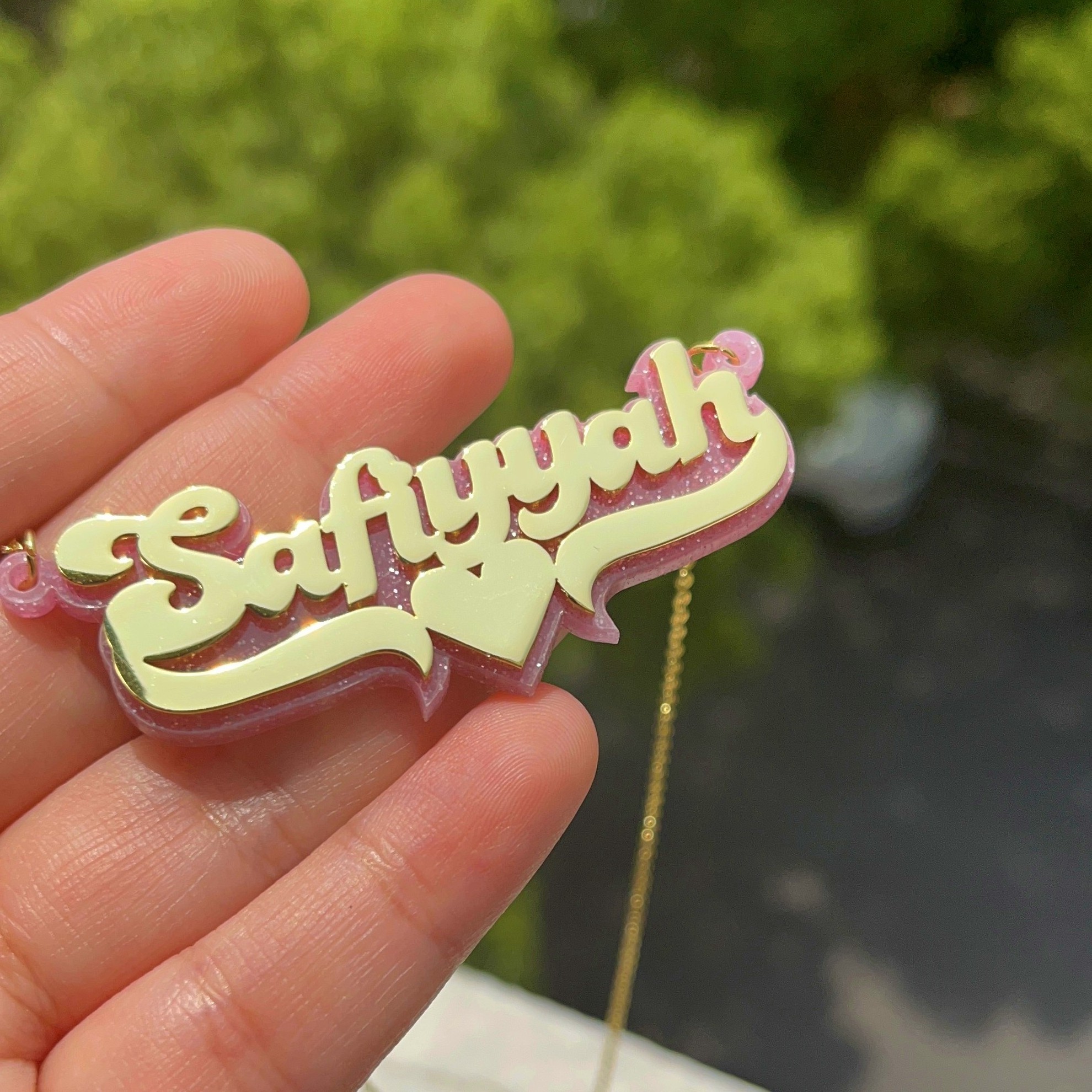 QIUHAN Custom Nameplate Necklace Double Layer Rose Gold Plated Stainless Steel Kids' Letter Jewelry