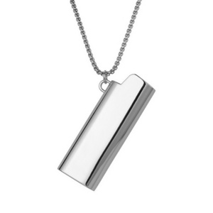 Hip-hop Gold Silver Plated Titanium Steel Beads Necklace for Smoker Rapper  Lighter Cover Pendant Necklace