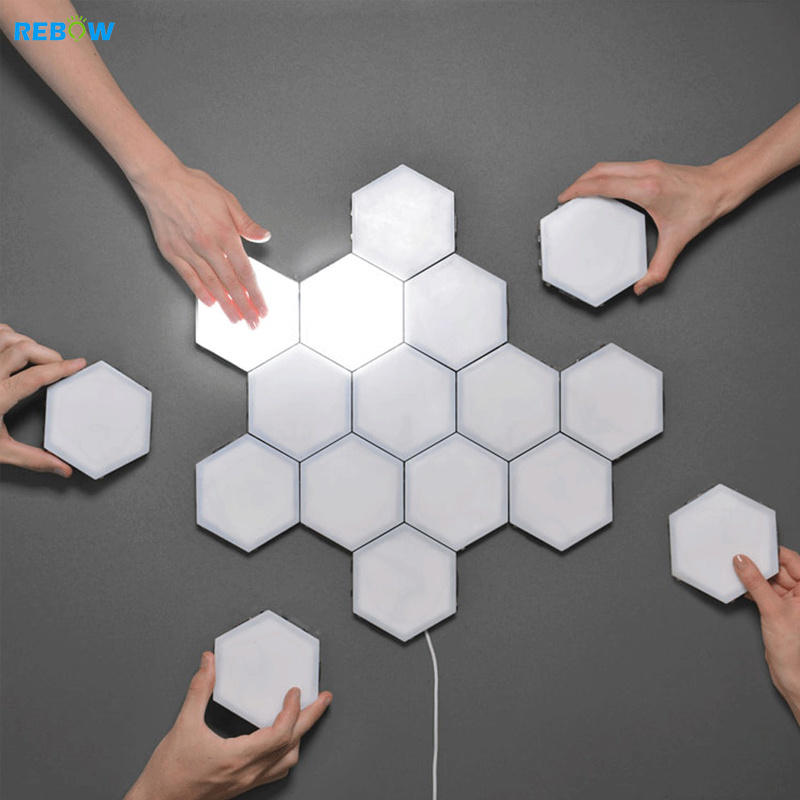 Bulk Blind Dropshipping DIY RGB Quantum Light Led Hexagonal Modular Touch Sensitive Lighting Remote Controlled led night light