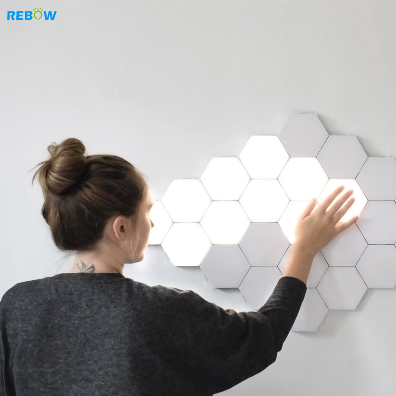 Bulk Blind Dropshipping DIY RGB Quantum Light Led Hexagonal Modular Touch Sensitive Lighting Remote Controlled led night light