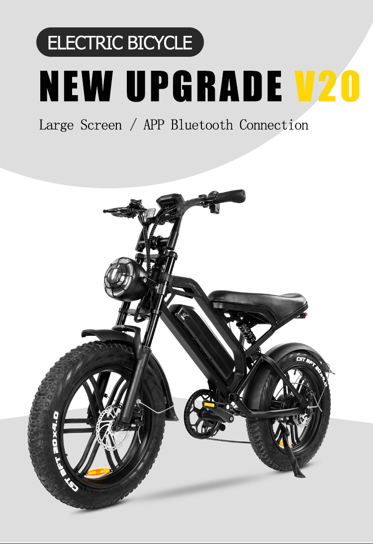 EU Warehouse Fat Tire Electric Bike 20inch V8 Foldable E bike Price 750W Motor 15AH Battery Electric Bicycle