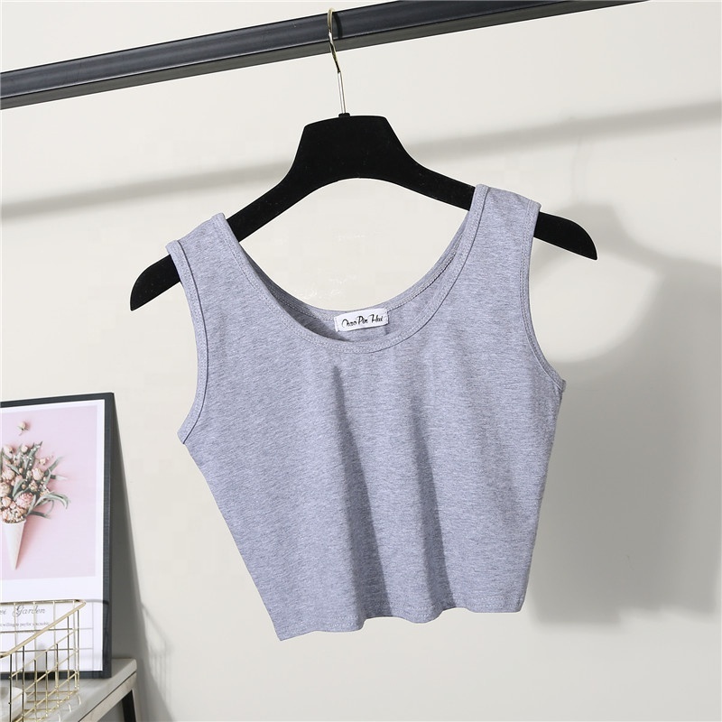 Custom Design hot sale crop top tank tops wife beater tank tops women with custom print design free labels and swing tags