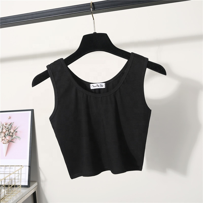 Custom Design hot sale crop top tank tops wife beater tank tops women with custom print design free labels and swing tags