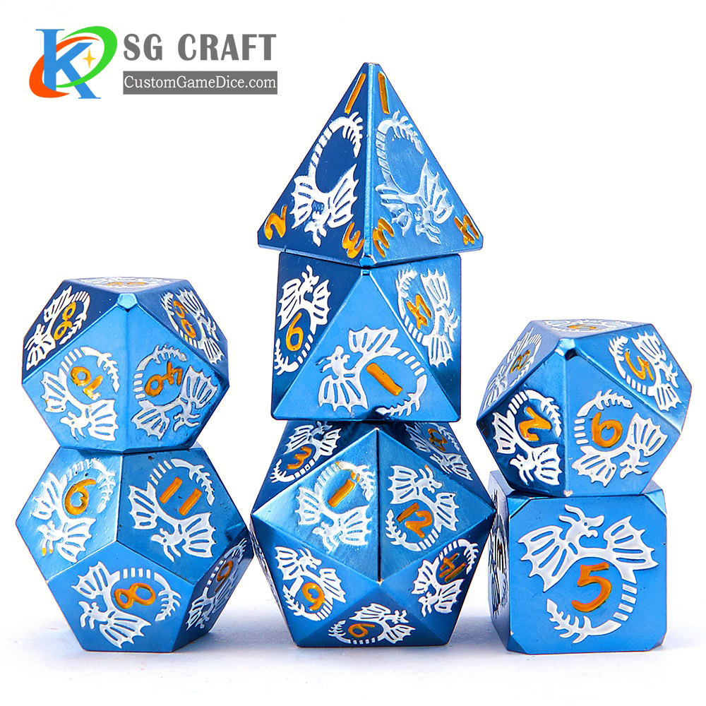 Blue Gaming Dice Set d4 d6 d8 d10 d12 d20 d% 7 Dies DND Dice for Dungeons and Dragons D&D Roll Playing Game