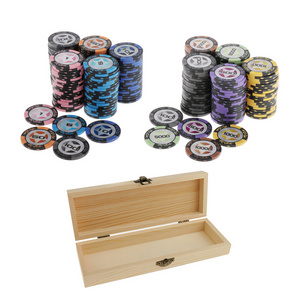 Custom Luxury Gambling Casino Style Chips 11.5G Abs Ceramic Poker Chip Set In Wooden Case