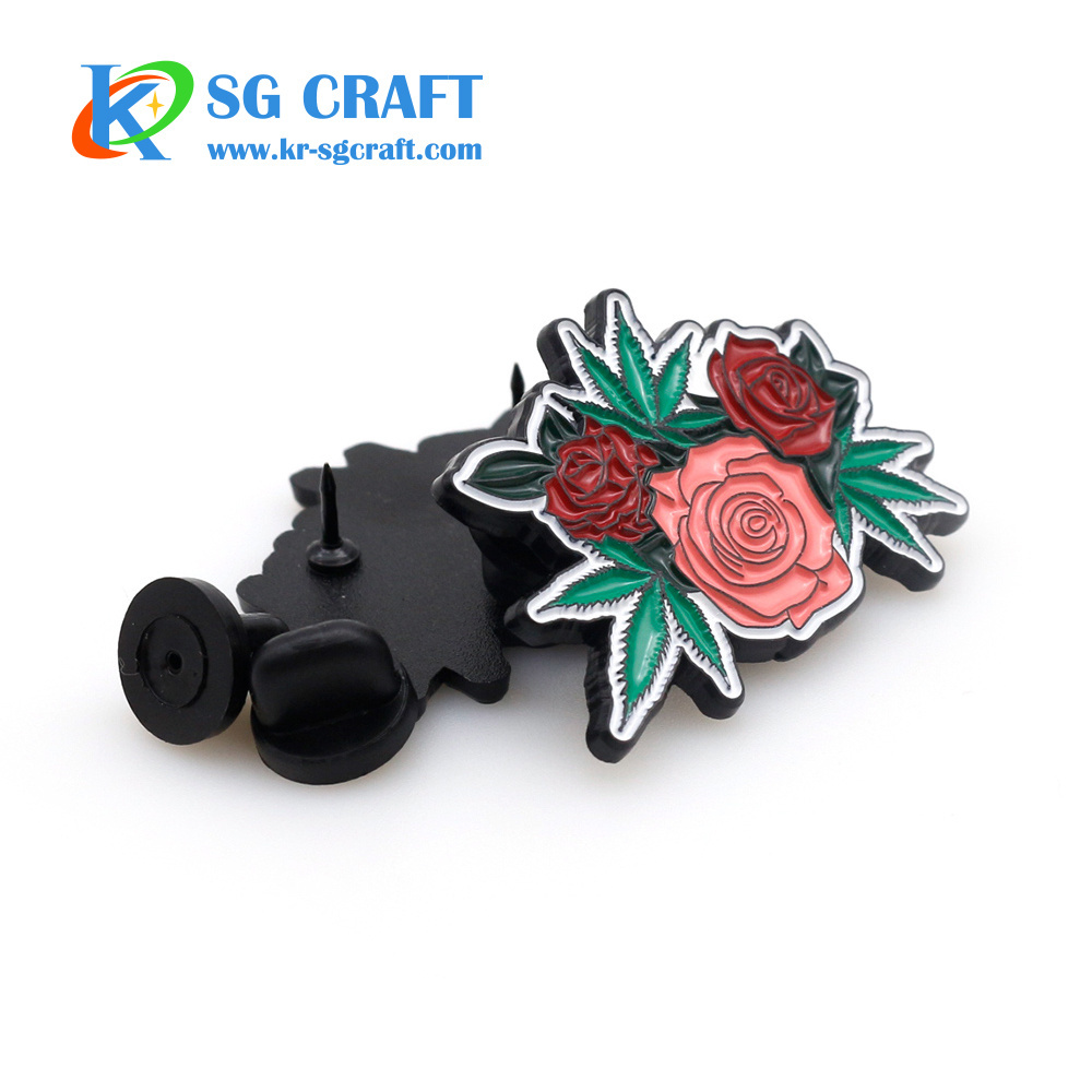 Manufacture Rose Gold Plated Glitter Design Fashion Cute Pin Badge Custom Soft Enamel Flower Lapel Pins