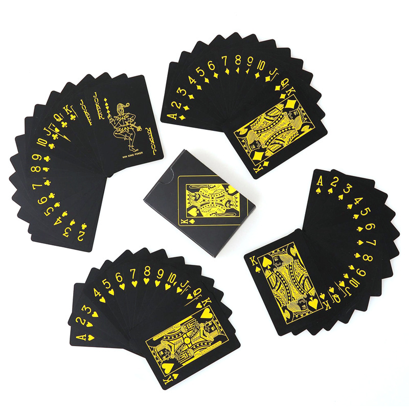 New Quality Stamping Poker Gold Edge Black And Gold Playing Cards Waterproof Poker 777 Playing Card