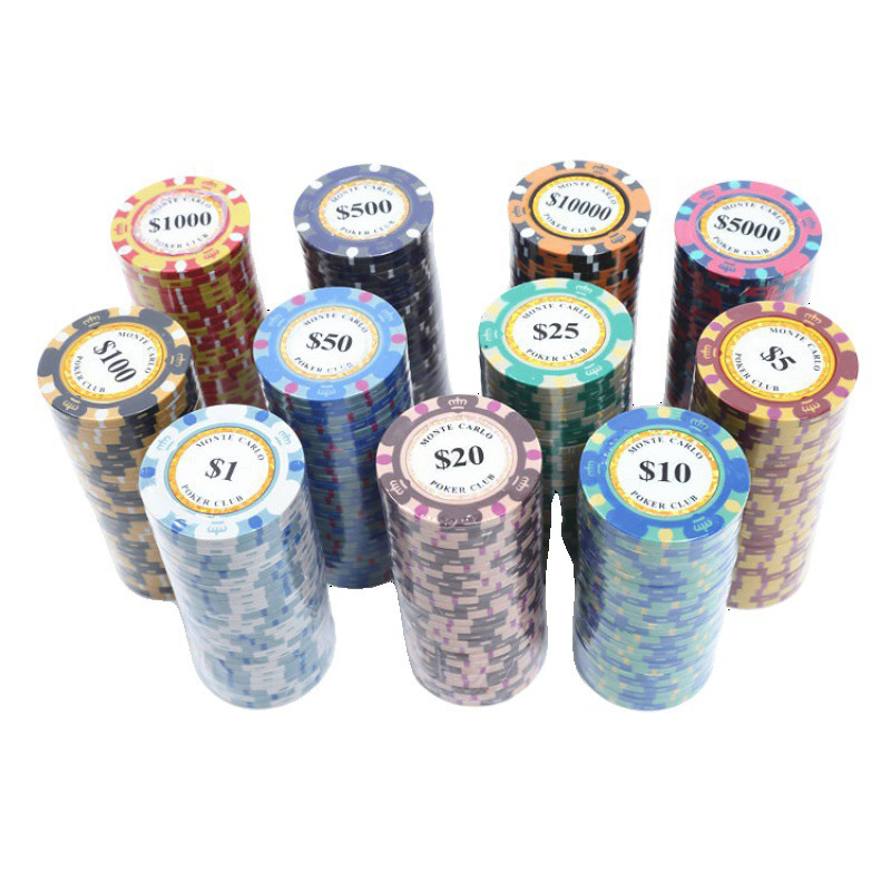 Dollar Design Custom Blank Chips Numbered Chip 10Gram Clay 2G Poker Chip Set With Aluminum Case 500