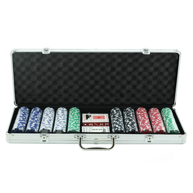 High Quality 500Pcs Tray Customized Double Poker Chip Scroll Mini Poker Chips Case Box With Poker Chips