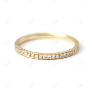 Classic Diamond Eternity Band Manufacturer Of Thin Beaded Stackable Ring Lab Grown Diamond Wedding Band 14K Yellow Gold Rings