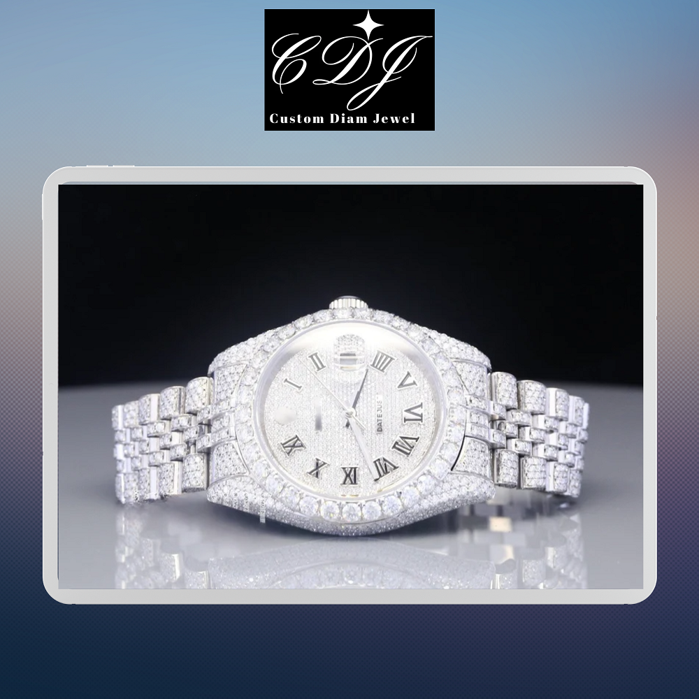 Stainless Steel Iced Out Moissanite Diamond VVS Clarity Diamond Studded Analog Watch Available at Wholesale Price High Quality