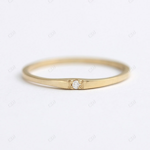 New Trendy Lab Grown Diamond Wedding Band Single Stone Dainty Ring Simple Thin Gold Wedding Band Adjustable Ring For Women