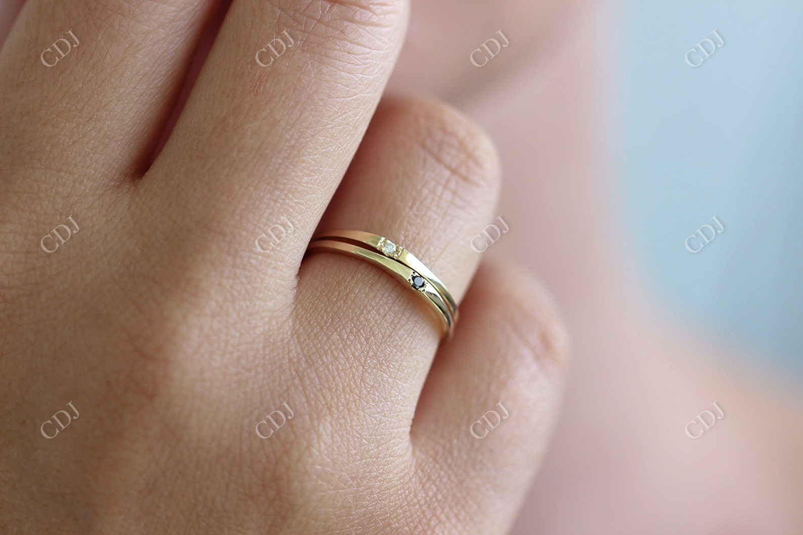 New Trendy Lab Grown Diamond Wedding Band Single Stone Dainty Ring Simple Thin Gold Wedding Band Adjustable Ring For Women