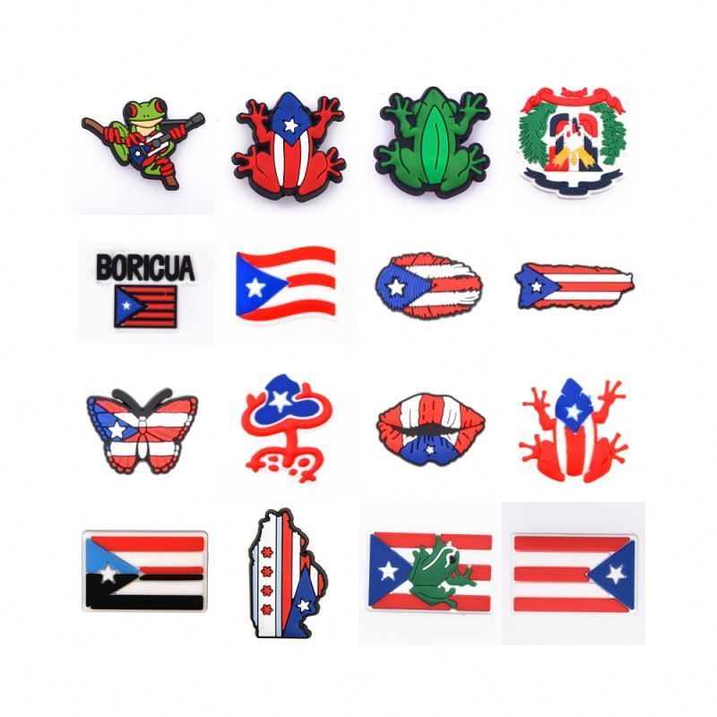 Puerto Rico flag  charms for clog decoration Puerto Rico butterfly  charms Puerto Rico frog  ch fast shipping