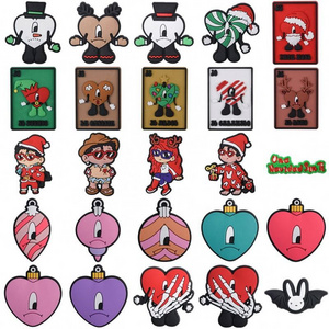 Gingerbread Santa Bad Bunnny  Shoes Charms for X-mas Gift PVC Rubber Grinch Snowman  Charms for Clog Shoe Accessories