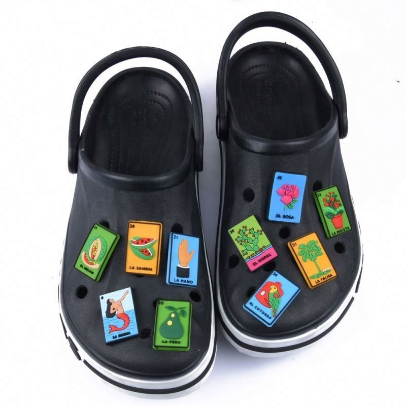 Factory Price Popular Mexican Loteria Playing Card Soft PVC Shoes Chs for Clog Shoes