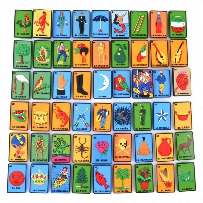 Factory Price Popular Mexican Loteria Playing Card Soft PVC Shoes Chs for Clog Shoes